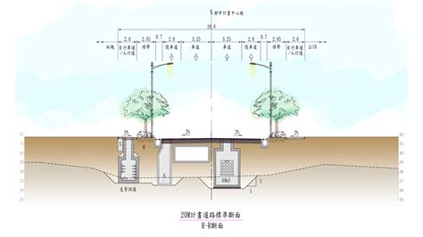 道路斷面圖|道路標準斷面示意圖：